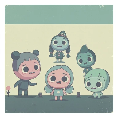 pastel horror banner, cute, expressive, minimal, variation 1 sticker