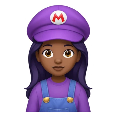 purple mario black girl with black long hair sticker