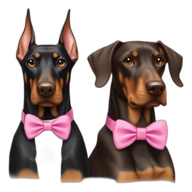 doberman-with-a-pink-bow-tie,-with-a-white-doberman-on-its-left-and-a-brown-doberman-on-its-right sticker