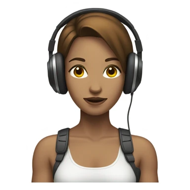 Pale muscular women with headphones and brown hair  sticker