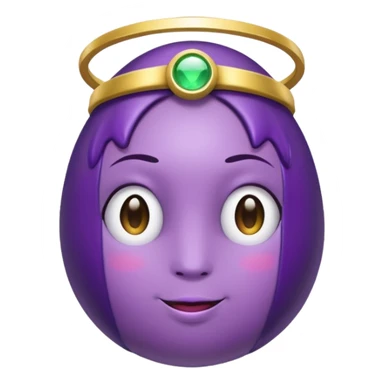 Eggplant wearing a halo sticker