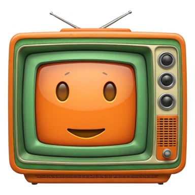 ancienne telévision orange et verte sticker