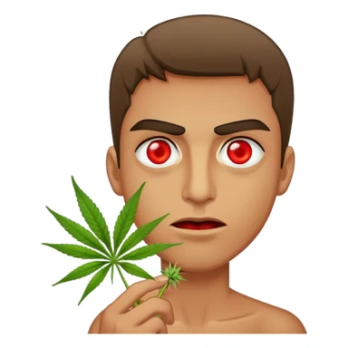 Very hungry man with weed sticker