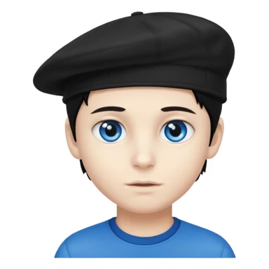 Menino branco de cabelo escuro, boné preto, olhos azuis sticker