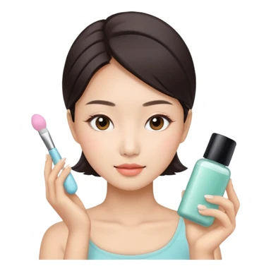 Asian women doing facial beauty sticker