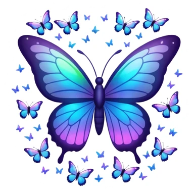 bts logo with butterflies on the logo and flying around it and light sparkles around it all sticker