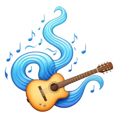 A living being in the form of sound waves that is playing the guitar. sticker
