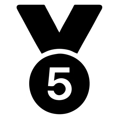 black and red medal with the number 5 in the center, simple and striking sticker