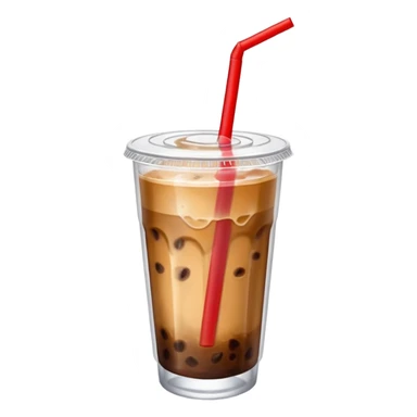  plastic cup of iced coffee with one straw. sticker