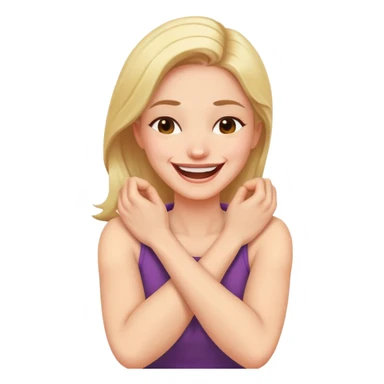 arms crossed holding neck laughing women sticker