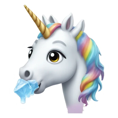 unicorn eating ice  sticker