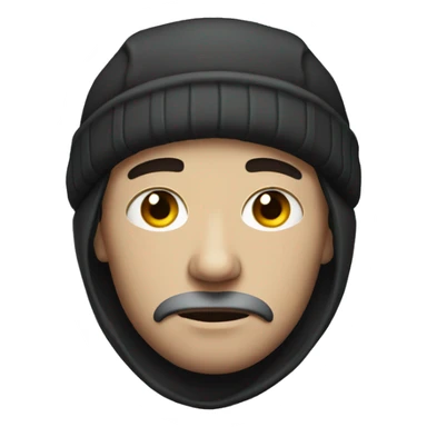 a skinny, sad man with a black eye wearing a Russian cap with an earflap.
 sticker