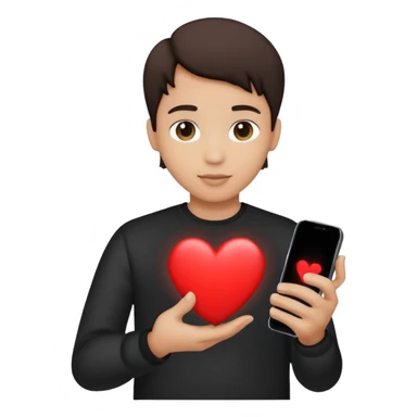 person silhouette holding a phone with a heart sticker