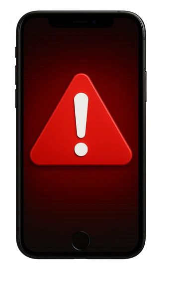 emoji stile iphone di segnale di pericolo rosso con punto esclamativo bianco, iperealistico 4k sticker