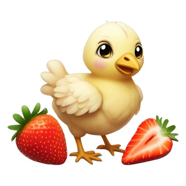 Little chicken with a strawberry  sticker