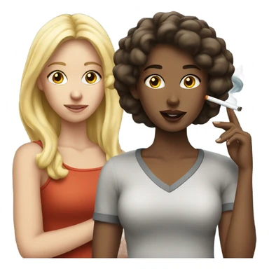 one blonde girl and one brunette girl smoking outside sticker
