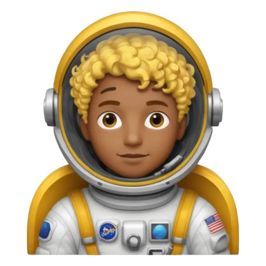 Astronauts, Young, male, dark skin, yellow curly hair sticker
