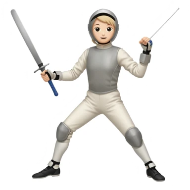A person wearing fencing equipment with their entire body sticker