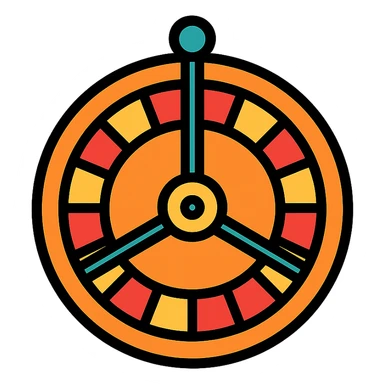 orange roulette wheel icon with color outline sticker