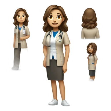 a full body medical student talking 20 years old girl student tan skin, brown hair sticker