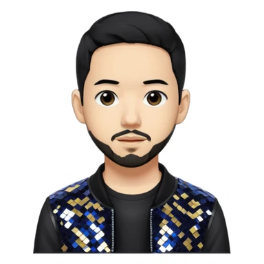 Mike Shinoda with black hair, black sequin tour outfit sticker