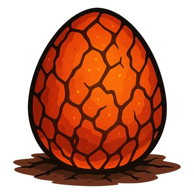 Remove the background from the cartoon-style lava egg, keep bright orange and red colors, glowing magma cracks, with no background, transparent background sticker