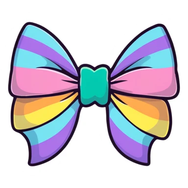 pastel rainbow striped bow with sparkles sticker