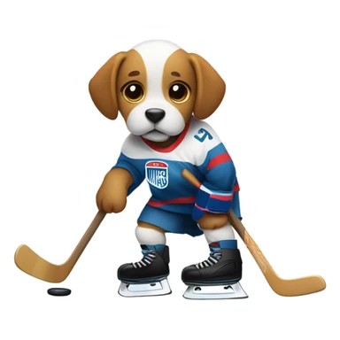 Dog playing hockey sticker