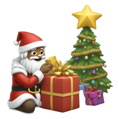 Santa putting presents under a trew sticker