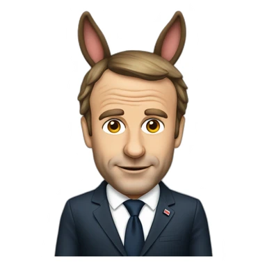 president macron with donkey ears sticker