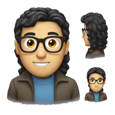 cool nerd with black hair and glasses sticker