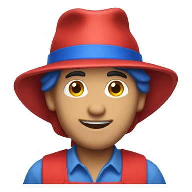 guy in a blue apron and a red hat sticker