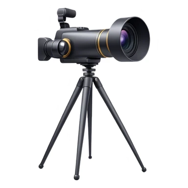 Create an emoji for video recording. Show a  single lens video camera on tripod, symbolizing the act of filming. Use modern, professional colors. Do not include any emojis or smiley faces. Make the background transparent. sticker