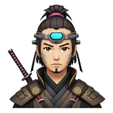 modern nomad samurai with cyberpunk elements sticker