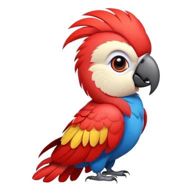 cinematic-cute-macaw-portrait-emoji,-head-tilted-playfully-and-inquisitively,-with-a-dazzling-red-plumage-and-round,-sparkling-eyes-filled-with-charm,-simplified-yet-irresistibly-adorable-features,-highly-detailed, white beak sticker