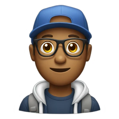 Young man with glasses and cap playing on a cell phone  sticker