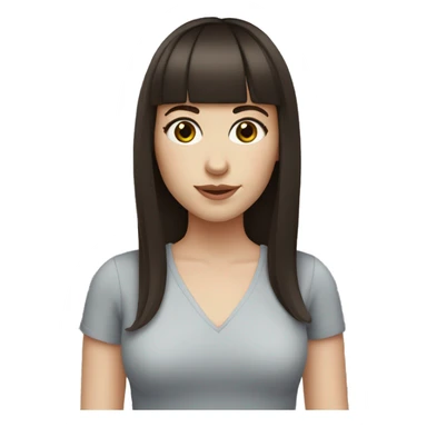 woman with dark brown hair and bangs and eyelashes and hazel eyes. pale skin sticker