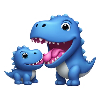 Blue dinosaur kissing a pink dinosaur  sticker