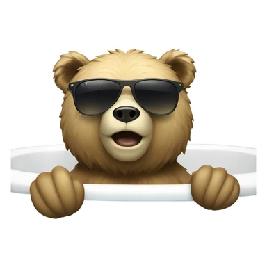 Bear with sunglasses in bath sticker