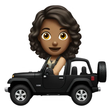 Brunette driving  black jeep wrangle  sticker