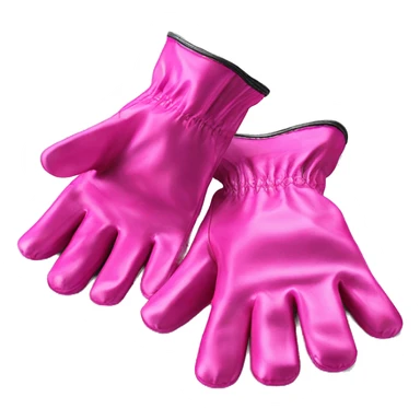 Realistic metallic hot pink work gloves isolated.  sticker