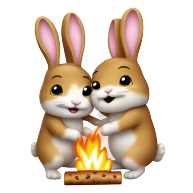 2 bunnies being huged by a smore sticker