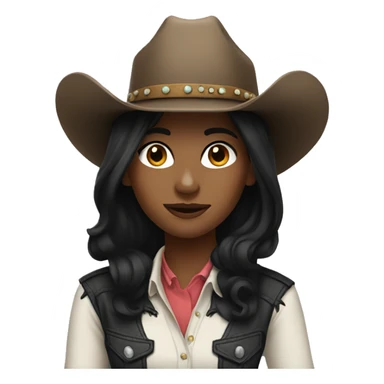 cowgirl portrait with black hair sticker