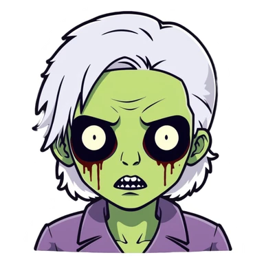 mulher zumbi com cabelo branco sticker
