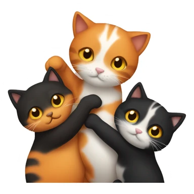 3 cats hugging 2 are orange and 1 is black  sticker