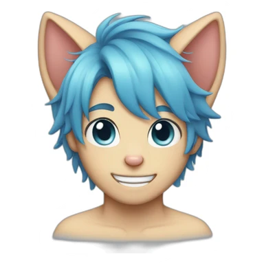 blushing blue haired cat boy sticker