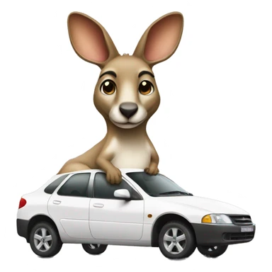 Kangroo with white car sticker