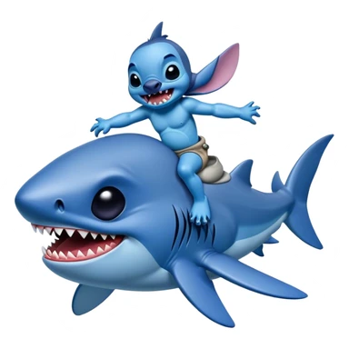 Disney's stitch, riding a shark  sticker