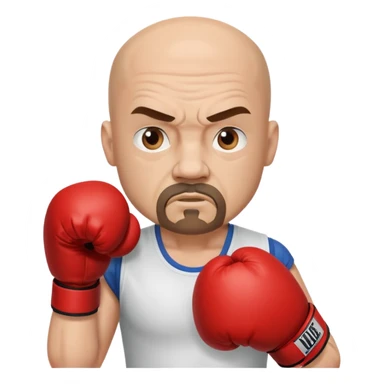 White middle age boxer goatee bald head sticker