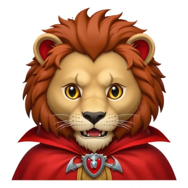 Vampire animal, lion in red collar cloak, red eye, fangs sticker
